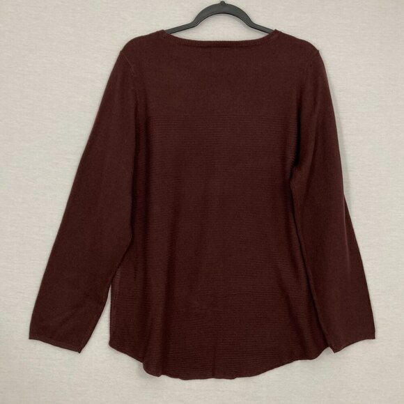 New Croft & Barrow Brown Chestnut Crew Neck Tight Knit Pullover Sweater Large - Picture 8 of 9